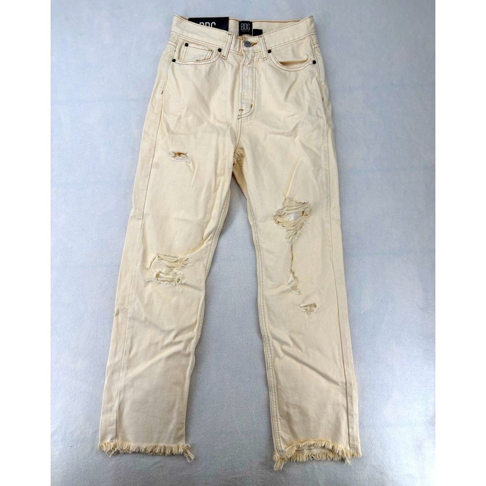 BDG Urban Outfitters Straight Jeans Beige Denim Distressed 5-Pocket Women's 27